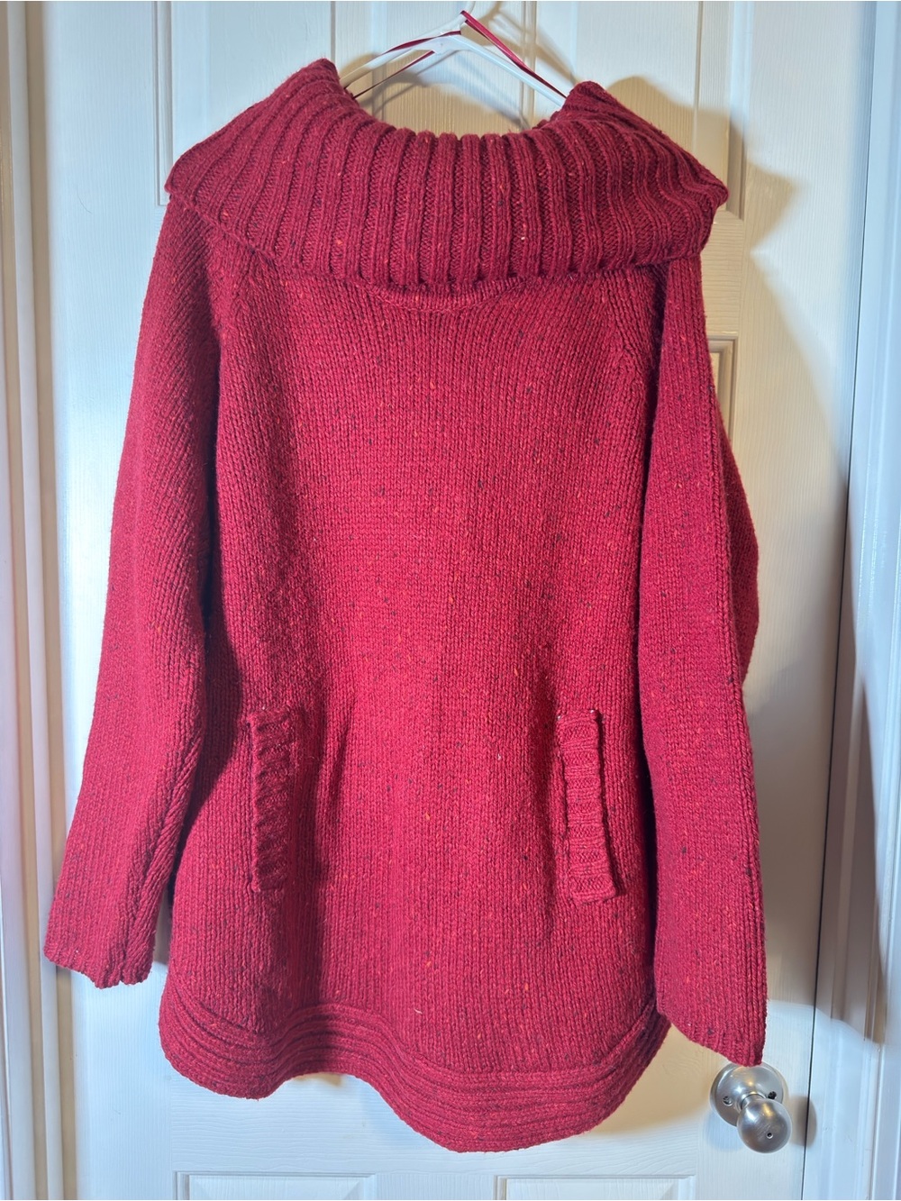 Cynthia Rowley Chunky Knit Red WOOL BLEND Pullover Knit Sweater Cowl Neck. 3XL.